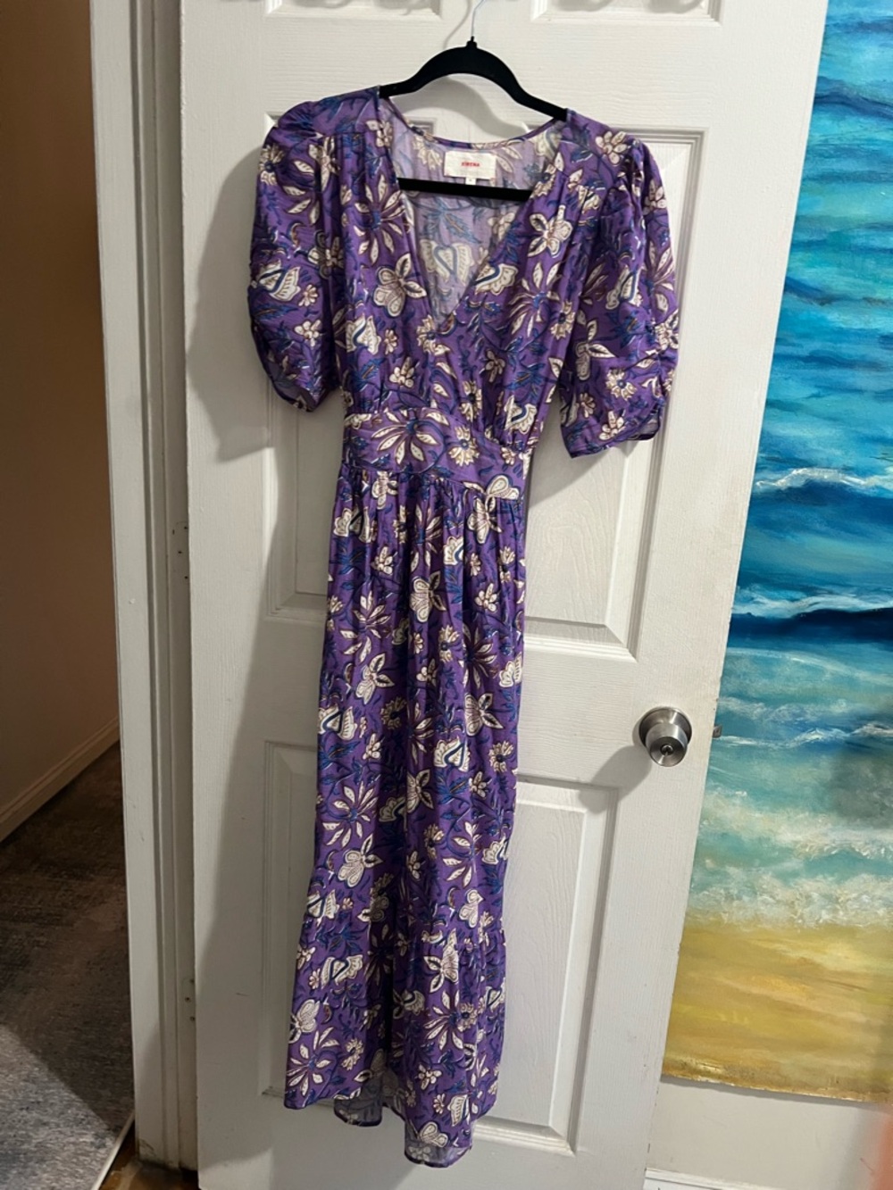 XiRENA Purple Floral Maxi Dress with Puff Sleeves - Picture 4 of 9